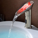 LED Light Deck Mounted Brushed Nickel Sense Faucet Bathroom Basin Cold Hot Mixer Tap