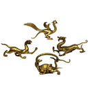 Chinese Folk Beast God Golden Copper Lucky Dragons Fengshui Figurine Decor 4-set - East/West/North/South Orientation