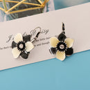 Women Vintage Crystal Enamel Flower Dangle Earrings Gift Lever Back Earrings