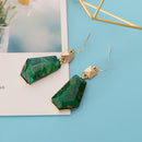 Green Resin Stone Irregular Dangle Drop Earrings for Women Mothers Day Gift