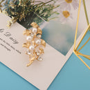 Women Fashion Exquisite Ginkgo Leaf Brooch With Faux Pearls Crystal Brooch