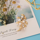 Women Fashion Exquisite Ginkgo Leaf Brooch With Faux Pearls Crystal Brooch