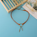 Women Round Circle Ring Pendant Choker Handmade Bohe Necklace Accessories