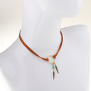 Women Round Circle Ring Pendant Choker Handmade Bohe Necklace Accessories