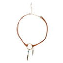 Women Round Circle Ring Pendant Choker Handmade Bohe Necklace Accessories