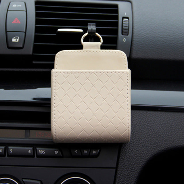 Car Supplies Air Outlet Storage Bag Car Leather Multi-function Compartment Air Outlet Mobile Phone Holder Storage Box Bag