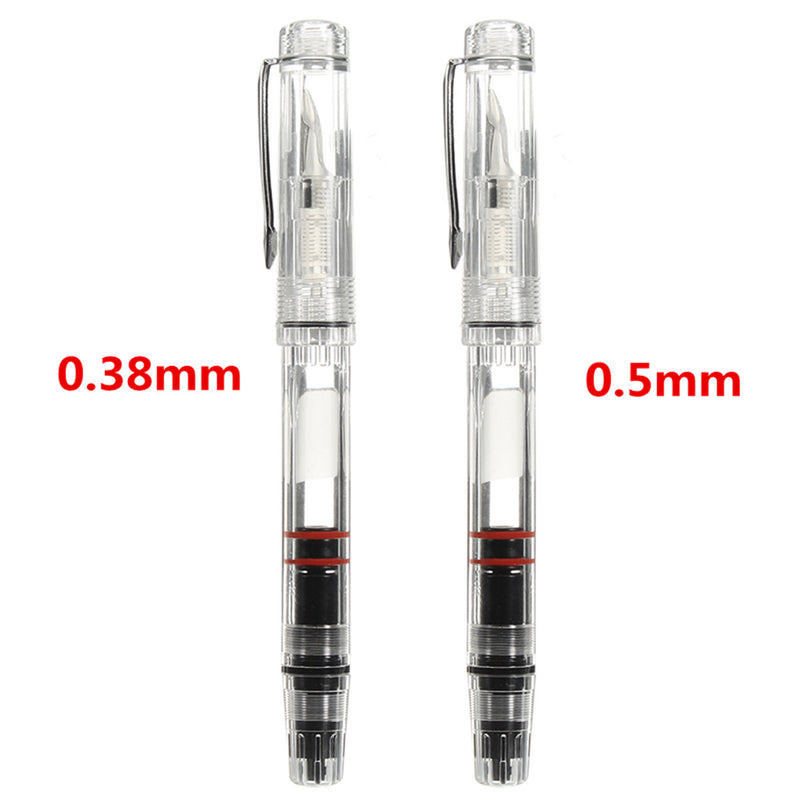 Caliarts Ego Demonstrator Transparent Piston Fountain Pen Big Ink Volume 0.38mm/0.5mm Nib Fountain Pen