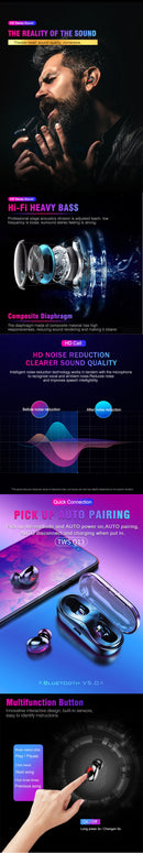 [True Wireless] Q13S TWS bluetooth V5.0 Earphone Stereo IPX5 Waterproof Noise Cancelling Handsfree Sports With HD Mic for Iphone Xiaomi Huawei