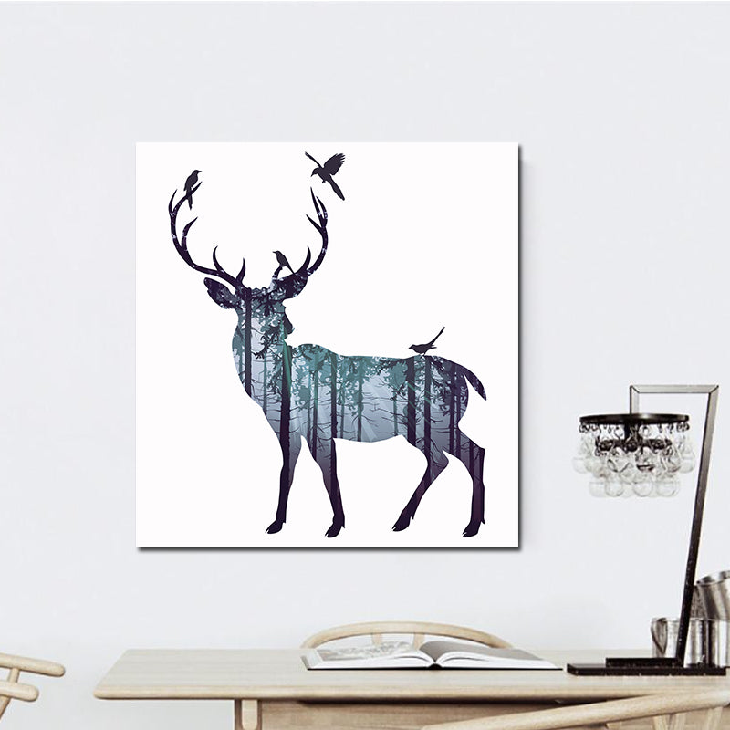 Miico Hand Painted Oil Paintings Simple Style-A Side Face Deer Wall Art For Home Decoration Painting