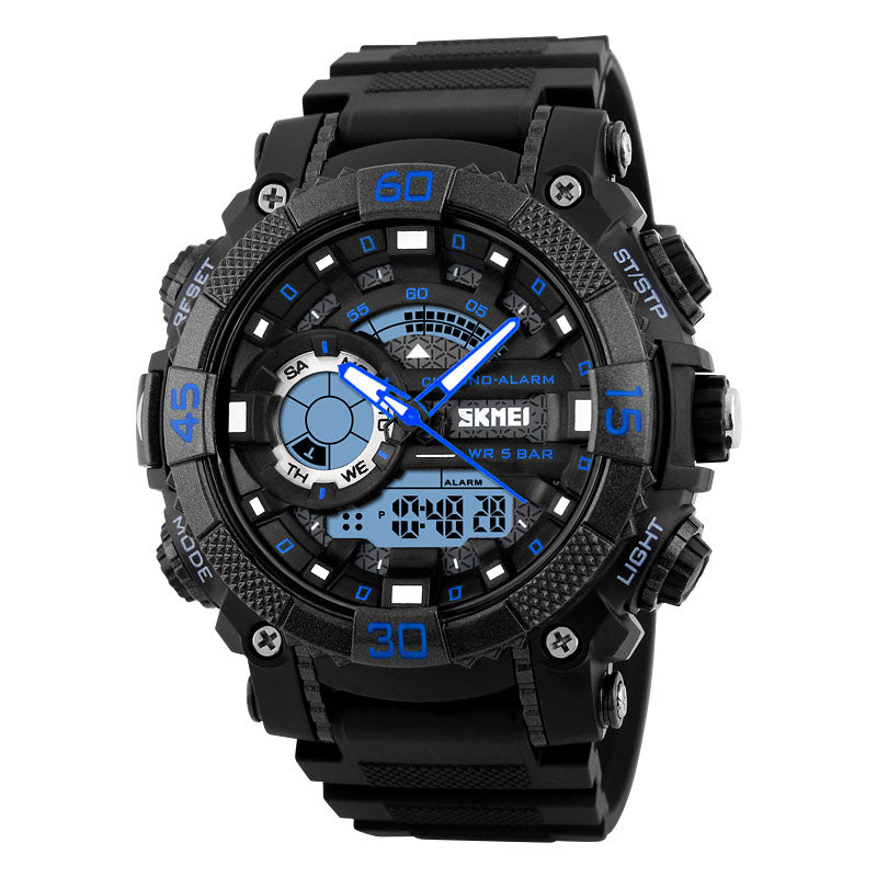 SKMEI 1228 Dual Display Multifunction Digital Quartz 50M Waterproof Chronograph LED Watch