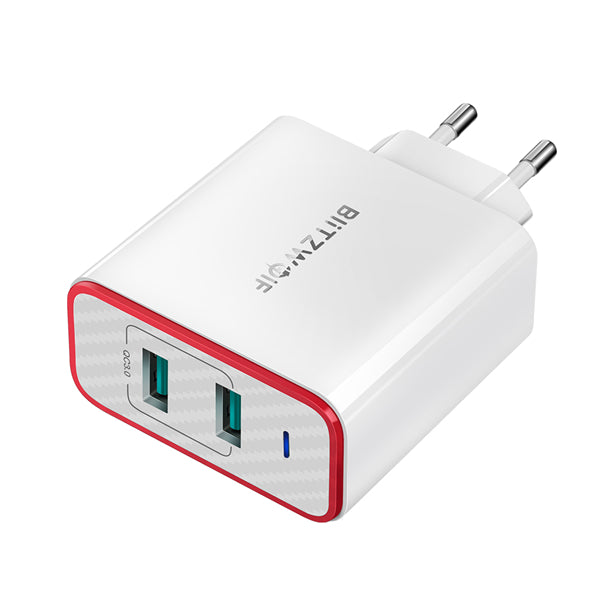 BlitzWolf BW-PL3 36W QC3.0 Dual Ports USB Charger EU Adapter With Power3S Tech