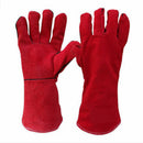 1 Pair PU Leather Gloves Welders Woodburner Stove Log Fire Oven Work Gloves Climbing Hiking Gloves