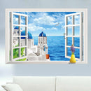 Miico Creative Fake Window Seaside Scene Removable Background Decorative Wall Decor Sticker