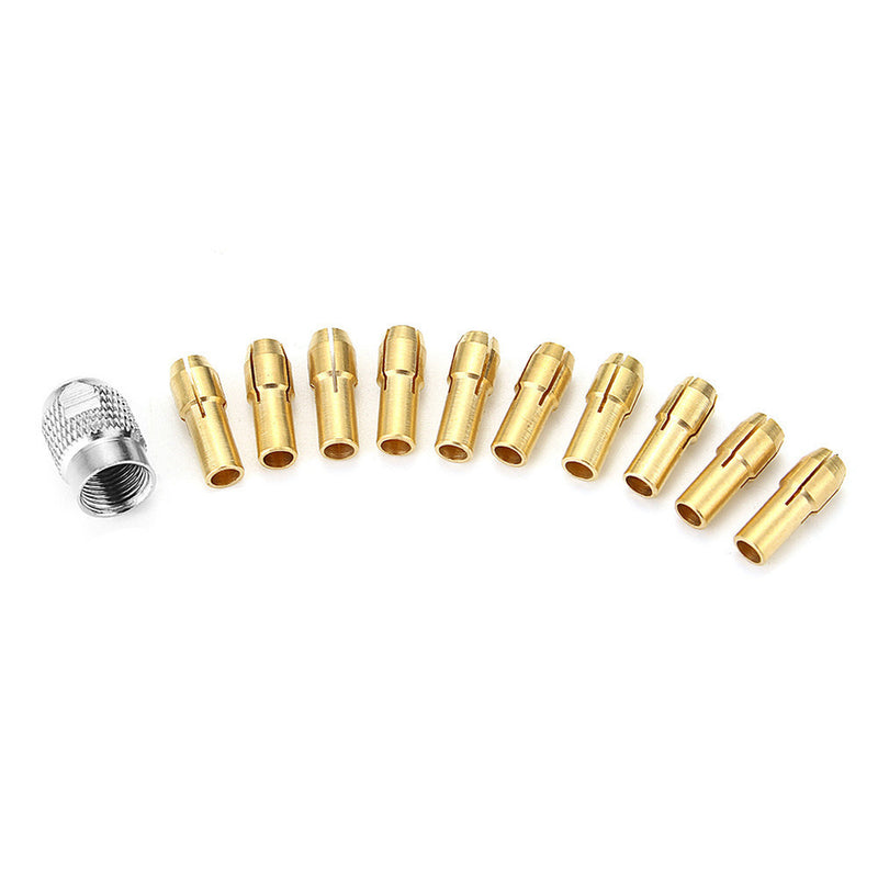 11pcs 0.5-3.2mm Shank Brass Drill Chuck Collet Bits with Nut for Rotary Tools Electric Drill Tools