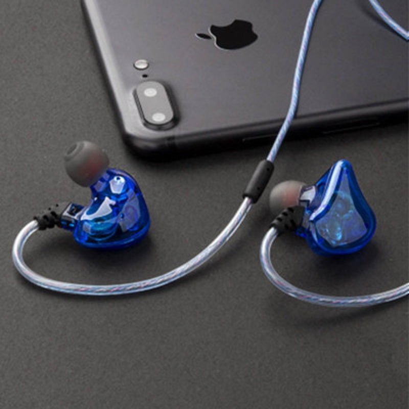 Music Wired Control Earphone Dual Dynamic Drivers HIFI Bass Sound In-ear Sport Earphone With Mic