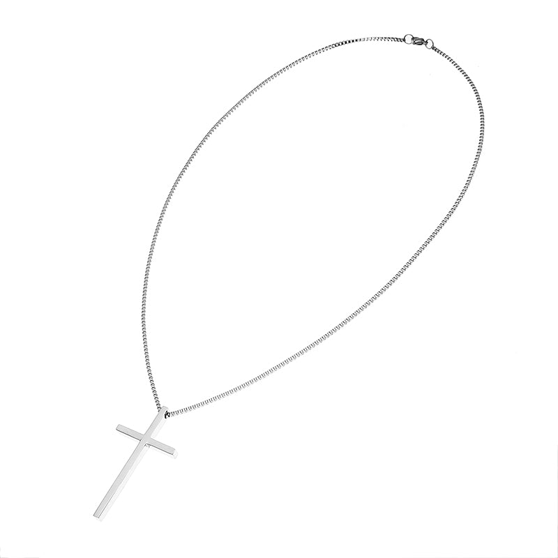 Stainless Steel Cross Pendant  Silver Necklace Chain