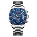 CRRJU 2261 Men Calendar Fashion Dial Simple Needle Full Steel Strap Luminous Display Quartz Watch