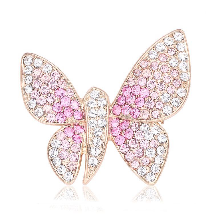 Elegant Butterfly Animal Inly Zircon Crystal Brooch Pin Accessories