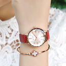 MEGIR 4213 Fashion Women Wristwatch Light Luxury Leather Strap Female Quartz Watch