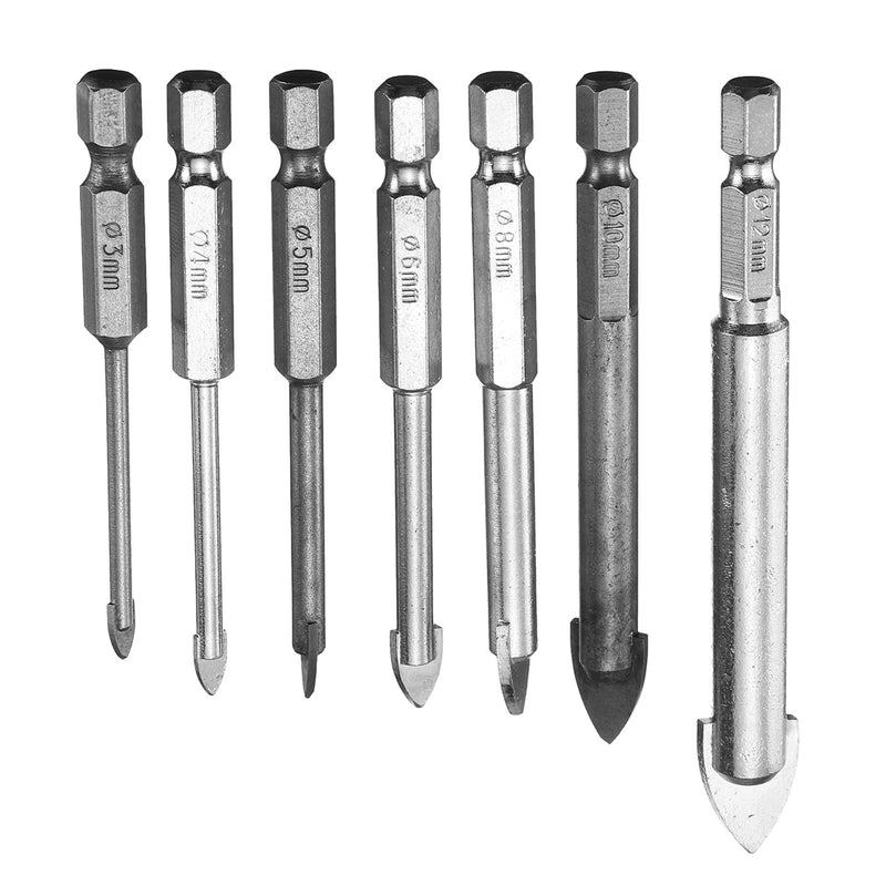 3-12mm Ceramic Tile Drill Bit Cemented Carbide Triangle Spear Point Head Tools Kit