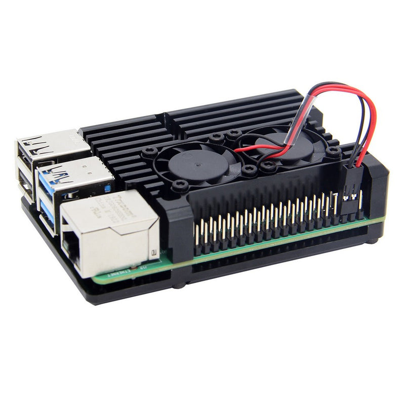 Armor Aluminum Alloy Case Protective Shell Metal Enclosure with Dual Fan for Raspberry Pi 4 Model B Only