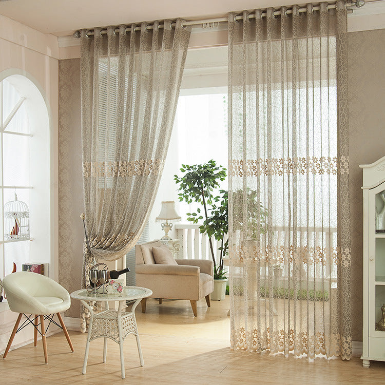 2pcs Fiber Lace Hollow Out Tulle Sheer Curtains Window Screening Bedroom Living Room Home Decor