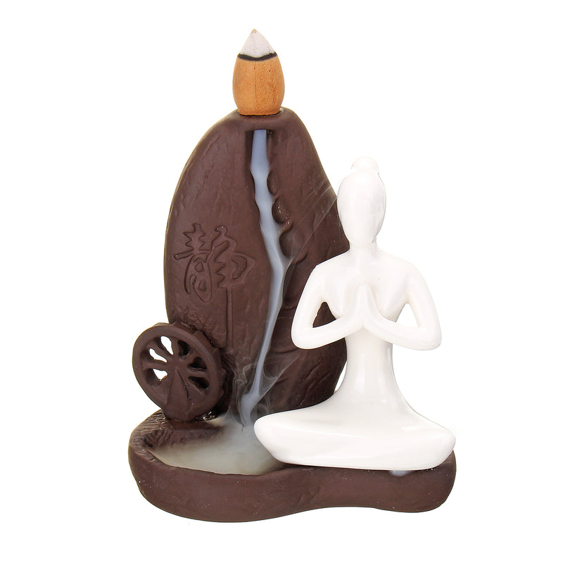 Ceramic Waterfall Backflow Smoke Incense Burner Censer Holder Decorations 10 Cones