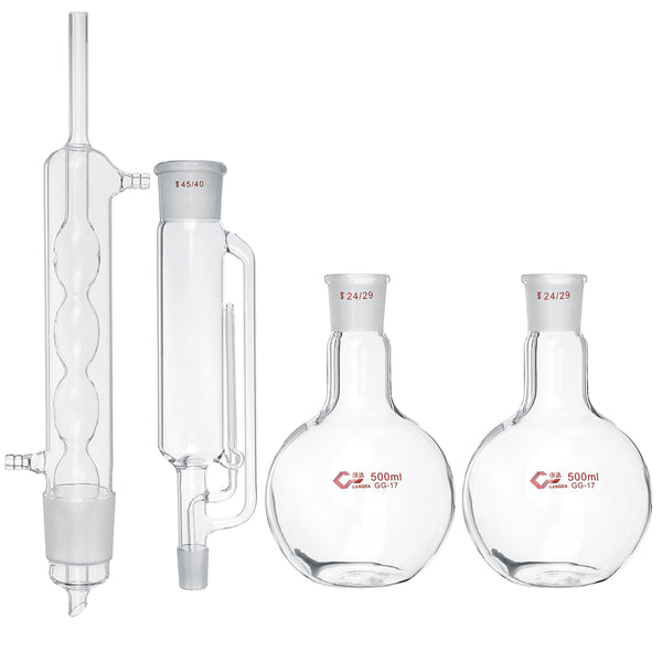 500ML Soxhlet Extractor Spherical Fat Extractor Glass Condenser For Detecting Food Seafood Dairy Products