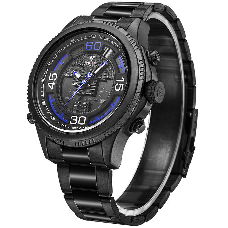 WEIDE 6306 Dual Display Digital Watch Alarm Calendar Luminous Display Stainless Steel Sport Watch