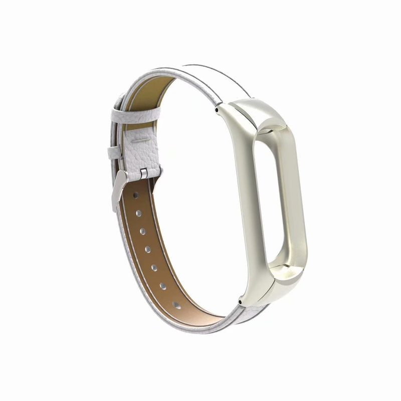 Bakeey Leather Strap with Metal Frame Replacement Wristband for Xiaomi Mi Band 3 Smart Bracelet