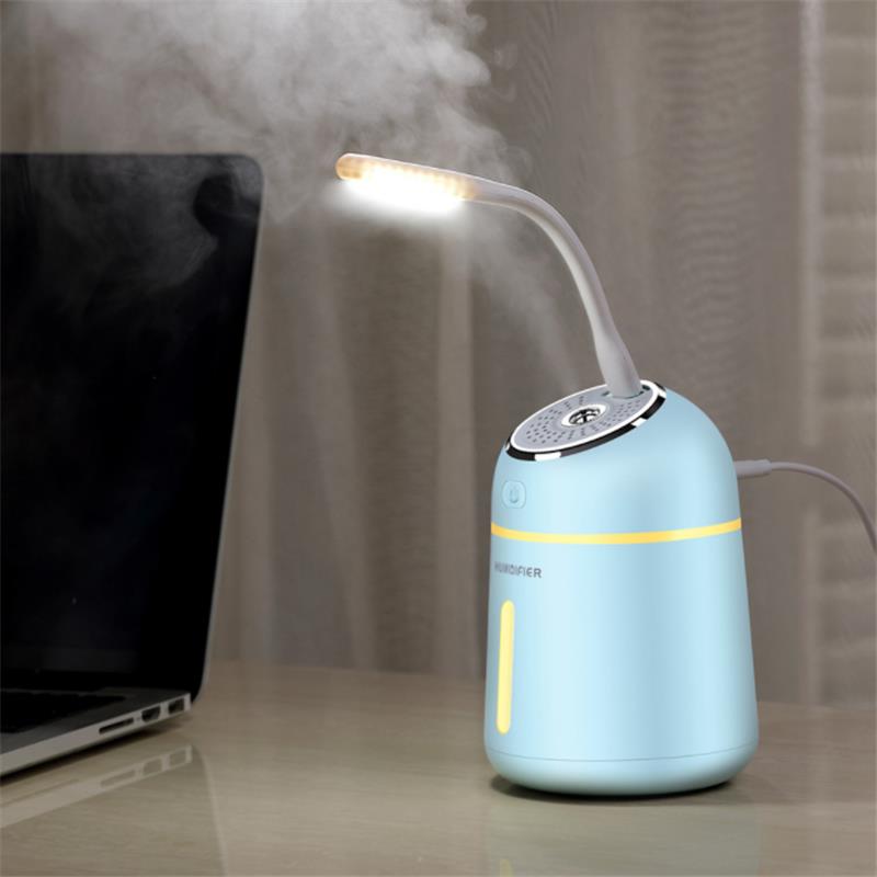 QW-Q008 Portable Air Humidifier 330ML 3 in 1 USB Car Mist Humidifier Office Desktop Air Purifier Refresher with USB Fan and LED Light for Office Car Bedroom Hotel Travelling