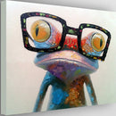 Hand Painted Oil Paintings Animal Modern Art Happy Frog With Glasses On Canvas Wall Art For Home Decoration