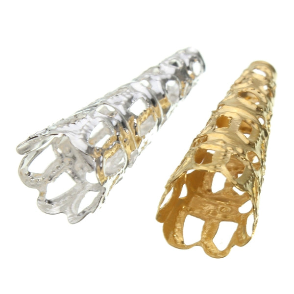 50Pcs Silver Gold Cone Petunia Care Caps DIY Jewelry
