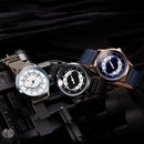 SINOBI 9815 Fashion Leather Strap Men Creative Dial Week Display 24Hour Quartz Watch