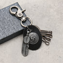 Gun Black Skull Pattern Keychain Feather Pendant Key Ring Halloween Gift for Unisex