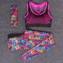 Women's Yoga Clothing Suit Yoga Pants Sports Three-Piece Running Fitness Clothes Gym Suit