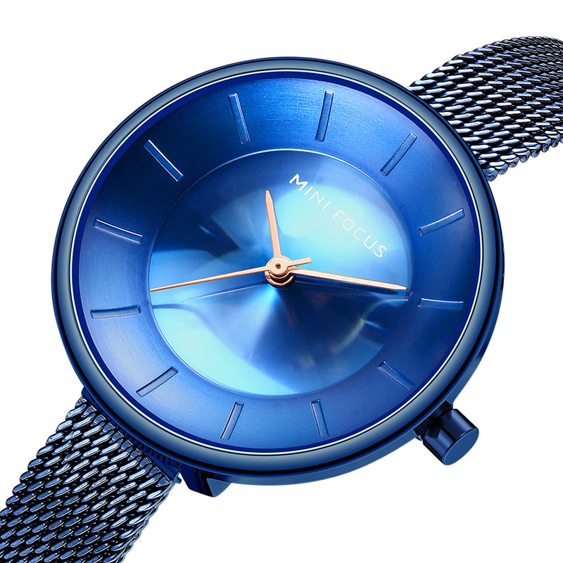 MINI FOCUS MF0331L Simple Cat Eyes Dial Full Steel Women Quartz Watch