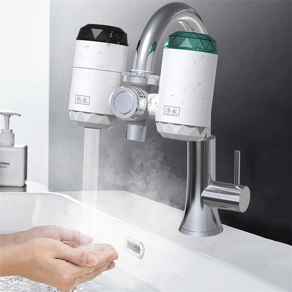 3000W 220V Three Water Outlets Temperature Display Electric Instant Heating Faucets Kitchen Hot&Cold Water Heater Water Purifier EU Plug