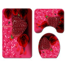 Honana 4PCS Bathroom Waterproof Shower Curtain Bath Mat Toilet Seat Cover Pedestal Rug Bathroom Decor