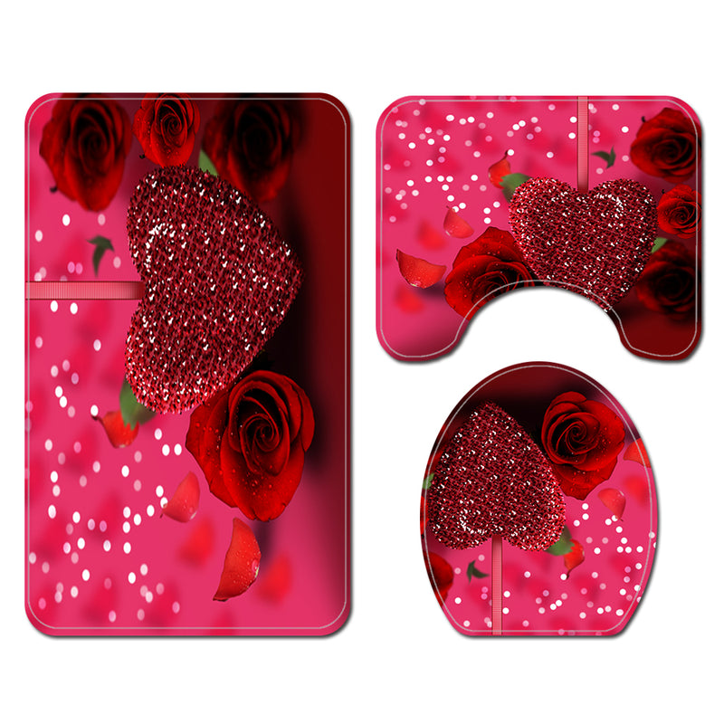 Honana 4PCS Bathroom Waterproof Shower Curtain Bath Mat Toilet Seat Cover Pedestal Rug Bathroom Decor