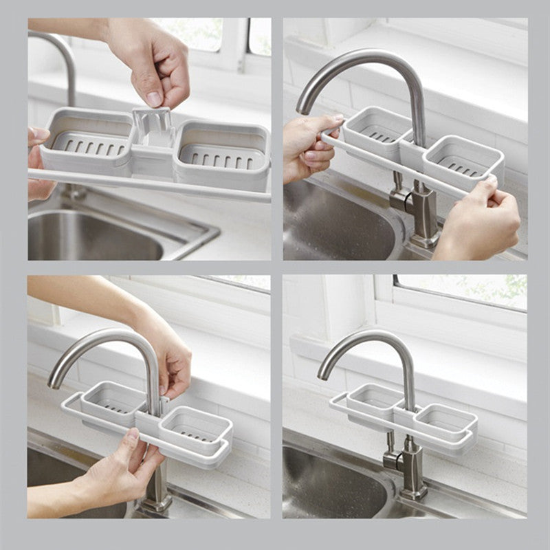 Plastic Sink Tap Faucet Storage Holder Rack Bathroom Kitchen Sponge Shelf Drain Shelf