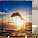 Dolphin Pattern Shower Curtain Waterproof Fabric Bath Accessory 3D Printing Ocean Curtain