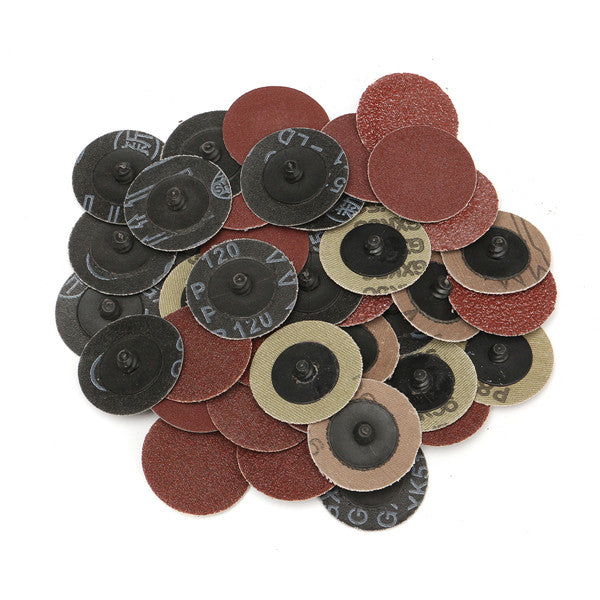 40pcs 40/80/120/240 Grits 2 Inch Roll Lock R Type Sanding Abrasive Disc