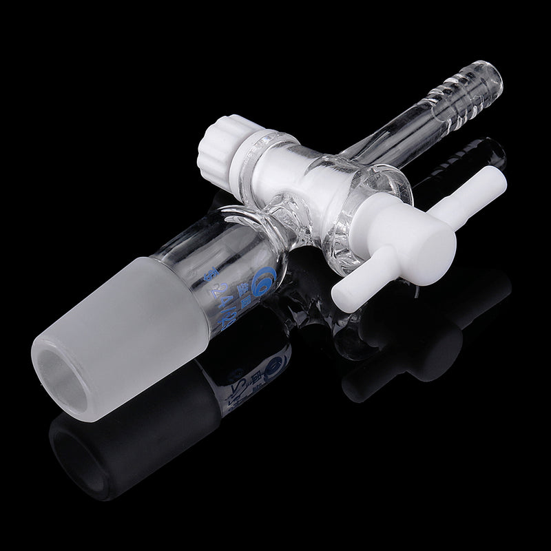 24/29Glass Adapter VacuumFlowControlAdapterwithPTFEStopcockMaleGroundJointtoStraightHoseConnection
