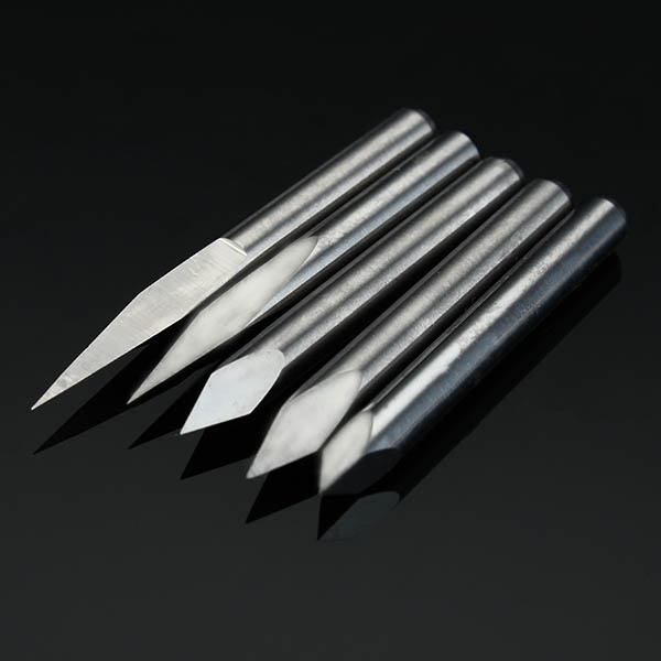 5pcs 3.175mm Shank 0.1mm 15/20/30/45/60 Degree Tungsten Steel Engraving Bits CNC Tool