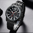 MEGIR 2068G Men Watch Luminous Display Chronograph Business Quartz Watch Stainless Steel Sport Watch
