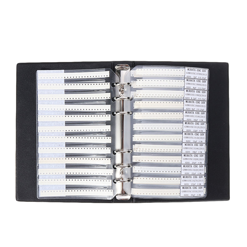 2550pcs 51values*50pcs 0201 SMD Capacitor Sample Book 0.5PF~220NF Capacitor Assortment Kit