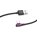 WSKEN 3A 90 Degree Elbow RGB LED Type-C Fast Charging Data Cable for Samsung S10+ Xiaomi 9T Redmi Note8 HUAWEI P30Pro