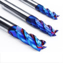 Drillpro 1-10mm 4 Flutes Tungsten Carbide Milling Cutter HRC65 Blue NACO Coated Milling Cutter CNC Tool