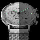 BIDEN BD00527 Luminous Display Chronograph Quartz Watch Full Steel Business Men Wristwatch